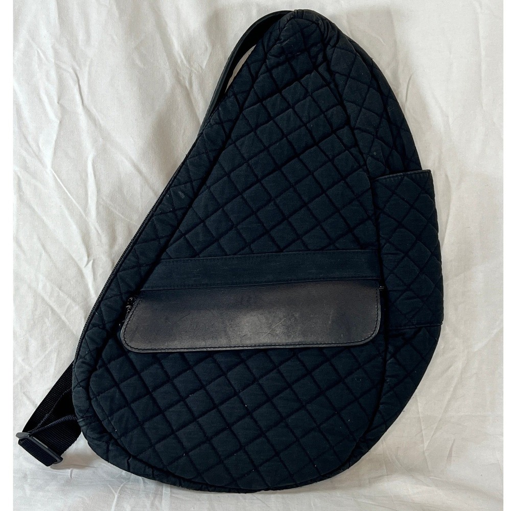 L.L. Bean Quilted Sling Backpack Black Ergonomic Travel Hiking Medical Vtg‎
